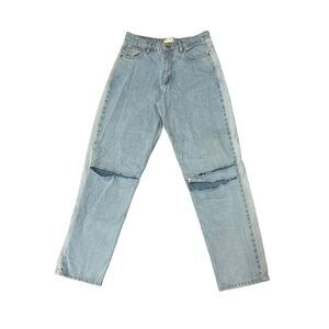 Boutique Straight Leg High Waist Light Wash Trendy Jean